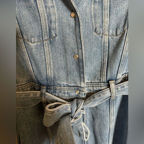 7 for all mankind denim lustre midi dress size small in valentine - Picture 7 of 11